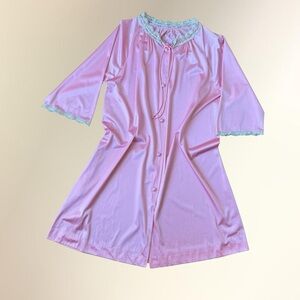 Vanity Fair Pink Robe with Lace Trim